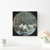 マジカルペガサス&トーテムポールアートウォールクロック スクエア壁時計 (ホーム)