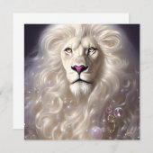 マジカルホワイトライオンフル顔グラフィック ノートカード (正面/裏面)