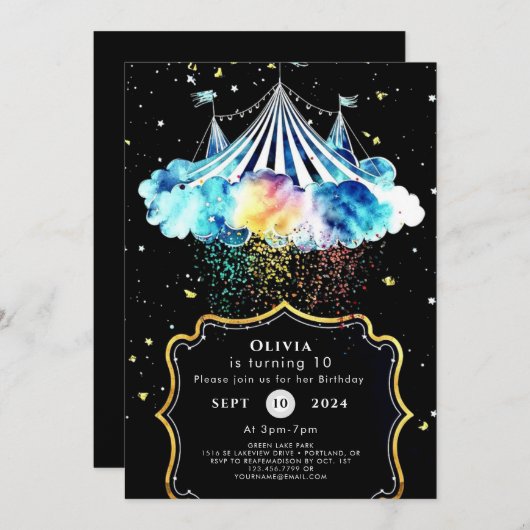 マジカルボホサーカス誕生日 招待状 (正面/裏面)