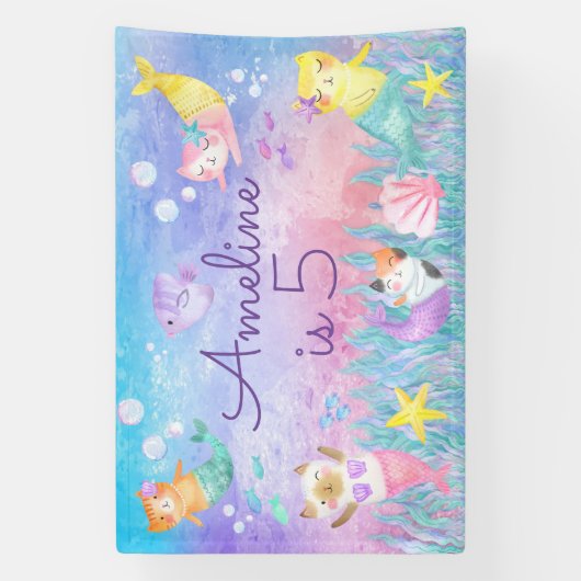 マジカルマーキャットテーマバナー4 ft X 6 ft 横断幕 (縦)