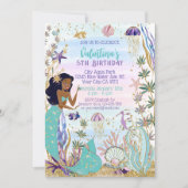 マジカルマーメイドアンダーザシーグリッター誕生日 招待状 (正面)