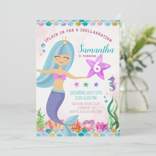 マジカルマーメイドアンダーザシー誕生日招待状 招待状 (スタンド正面)