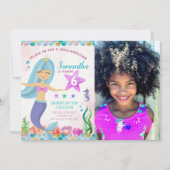 マジカルマーメイドガール誕生日写真招待状 招待状 (正面)