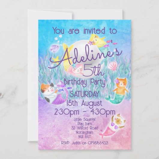 マジカルマーメイドキャット招待状 招待状 (正面)