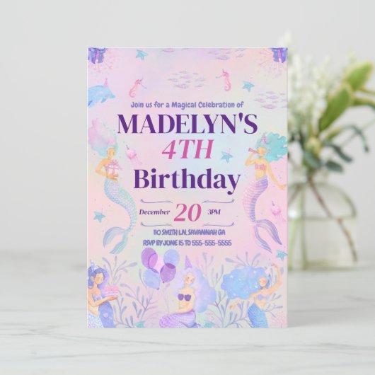 マジカルマーメイドザシーガールズ誕生日 招待状 (スタンド正面)