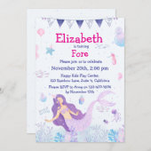 マジカルマーメイドチルドレン誕生日招待状 招待状 (正面/裏面)