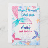 マジカルマーメイドテールグリッター誕生日パーティー 招待状 (正面)