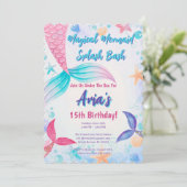 マジカルマーメイドテールグリッター誕生日パーティー 招待状 (スタンド正面)