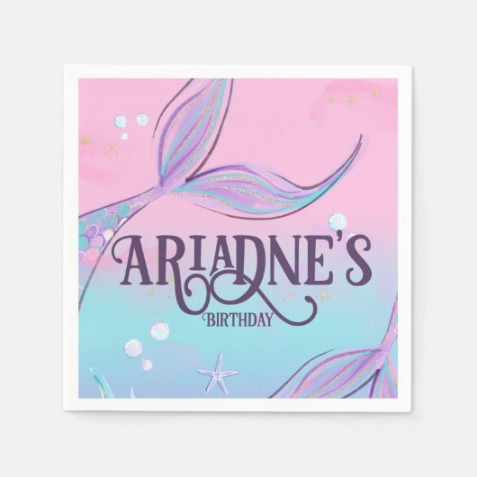 マジカルマーメイドテールパーティーナプキン スタンダードカクテルナプキン (正面)