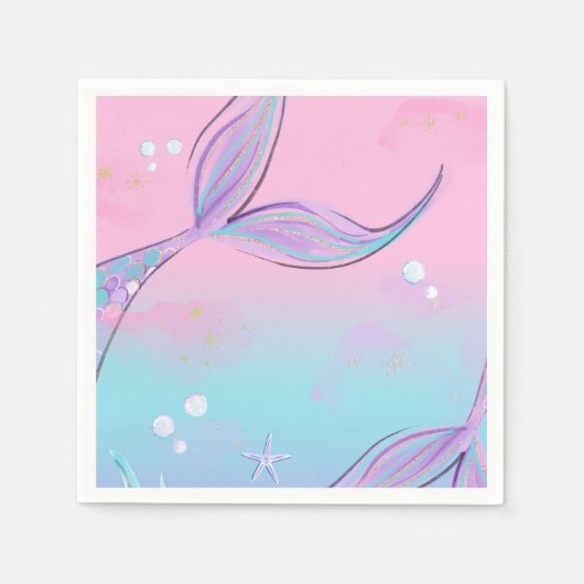 マジカルマーメイドテールパーティーナプキン スタンダードカクテルナプキン (正面)