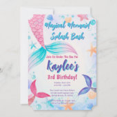 マジカルマーメイドテール誕生日パーティー招待状 招待状 (正面)