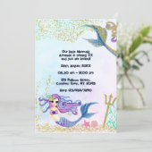 マジカルマーメイドフェイクグリッター子供の誕生日パーティー 招待状 (スタンド正面)