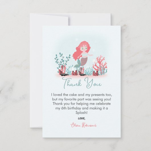 マジカルマーメイドプリンセス誕生日パーティー サンキューカード (正面)