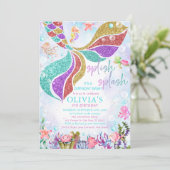 マジカルマーメイドプールパーティー誕生日招待状 招待状 (スタンド正面)