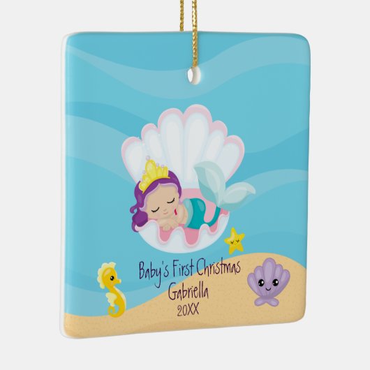 マジカルマーメイドベビーの初めてのクリスマス セラミックオーナメント (右)