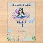 マジカルマーメイド水彩1歳の誕生日 アクリル招待状 (正面)