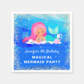 マジカルマーメイド海誕生日紙ナプキンス スタンダードカクテルナプキン (正面)