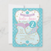 マジカルマーメイド誕生日パープルアンドターコイズ 招待状 (正面)