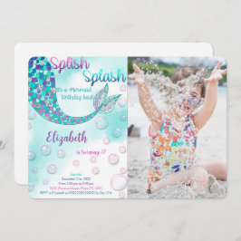 マジカルマーメイド誕生日写真招待状 招待状