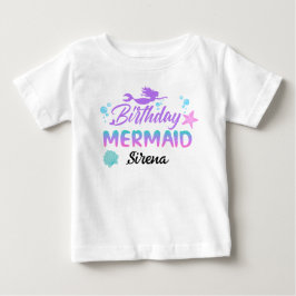 マジカルマーメイド ピンクパープル 誕生日 ベビーTシャツ