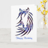 マジカルミスティカルホースポートレート誕生日 カード (黄色い花)