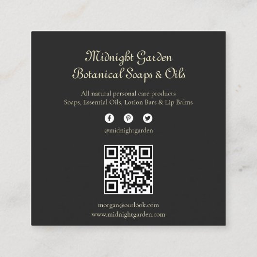 マジカルミッドナイトガーデンスクエアビジネスカード スクエア名刺 (裏面)