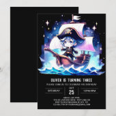 マジカルミニマリスト海賊誕生日 招待状 (正面/裏面)