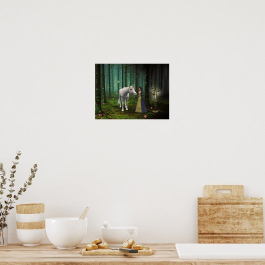 マジカルミーティング – ユニコーンファンタジーアートプリント ポスター (キッチン)