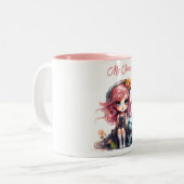 マジカルモーメント毎日：人形と猫のファンタジーカップ ツートーンマグカップ (正面左)