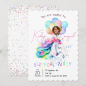 マジカルユニコーンの誕生日パーティー招待状 招待状 (正面/裏面)