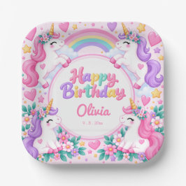 マジカルユニコーンの誕生日 ペーパープレート
