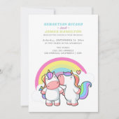 マジカルユニコーンアンドレインボーおもしろい結婚ゲイ 案内状 (正面)