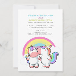 マジカルユニコーンアンドレインボーおもしろい結婚ゲイ 案内状