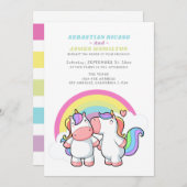 マジカルユニコーンアンドレインボーおもしろい結婚ゲイ 案内状 (正面/裏面)