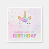 マジカルユニコーンウォーターカラーグリッタースターズ誕生日 スタンダードカクテルナプキン (正面)