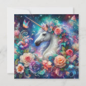 マジカルユニコーンカラフルフローラ女子誕生日 招待状 (裏面)