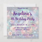 マジカルユニコーンカラフルフローラ女子誕生日 招待状 (正面)