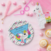 マジカルユニコーンガーリーレインボーレトロスターズトライアングル ペーパープレート (パーティー)