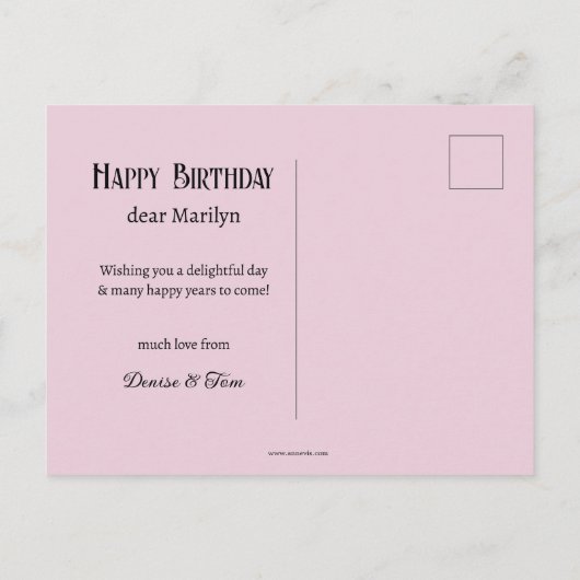 マジカルユニコーンガーリー誕生日 ポストカード (裏面)