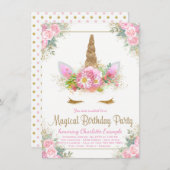 マジカルユニコーンガールズバースデーパーティー招待状 招待状 (正面/裏面)