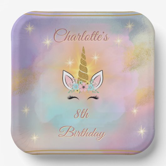 マジカルユニコーンガールズ誕生日 ペーパープレート (正面)