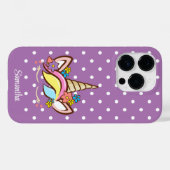 マジカルユニコーンガールネームフローラパープル誕生日 Case-Mate iPhoneケース (裏面 (横))