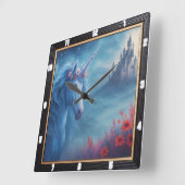 マジカルユニコーンキャッスルファンタジー スクエア壁時計 (傾斜)