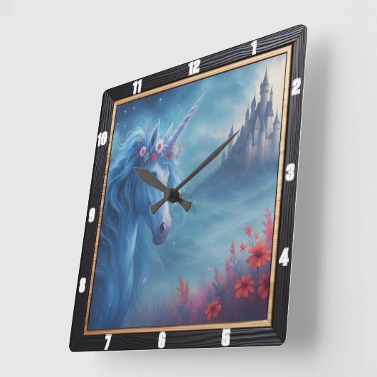 マジカルユニコーンキャッスルファンタジー スクエア壁時計 (傾斜)