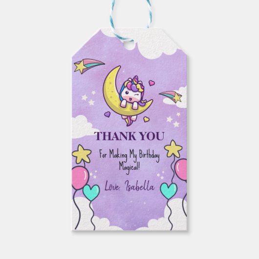 マジカルユニコーンサンキュー誕生日ガールセカンド ギフトタグ (正面)