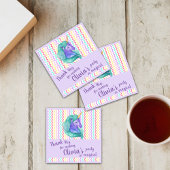 マジカルユニコーンシェブロンパステル子供の誕生日パーティー スクエアペーパーコースター