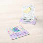 マジカルユニコーンシェブロンパステル子供の誕生日パーティー スクエアペーパーコースター (インサイチュ)