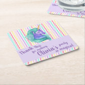 マジカルユニコーンシェブロンパステル子供の誕生日パーティー スクエアペーパーコースター (アングル)