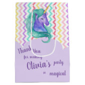 マジカルユニコーンシェブロンパステル子供の誕生日フリット ミディアムペーパーバッグ (裏面)