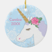 マジカルユニコーンシルバーグリッター雪片 セラミックオーナメント (裏面)
